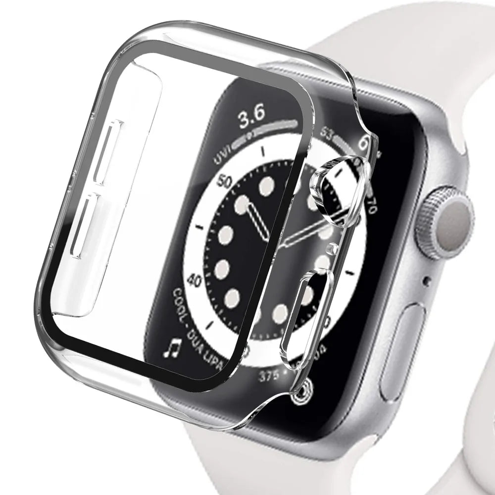 Tempered Glass+cover For Apple Watch Accessories 45mm 41mm 44mm 40mm 42mm Screen Protector Apple watch Case serie 9 4 5 6 SE 7 8