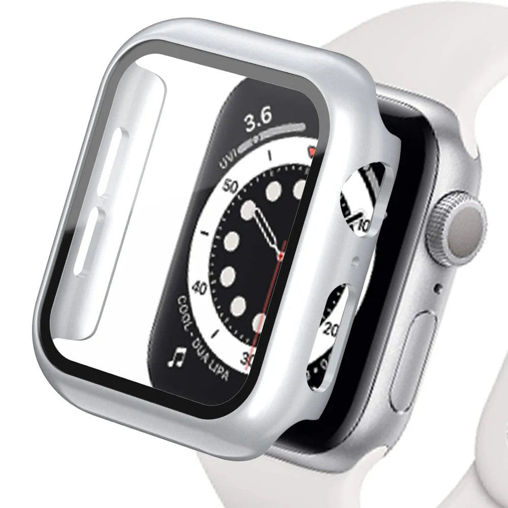 Tempered Glass+cover For Apple Watch Accessories 45mm 41mm 44mm 40mm 42mm Screen Protector Apple watch Case serie 9 4 5 6 SE 7 8