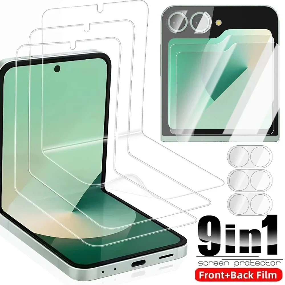 Flip 7 Full Coverage Inner Hydrogel Film for Samsung Galaxy Z Flip 7 Flip 6 5 Tempered Glass Screen Protectors Camera Lens Films