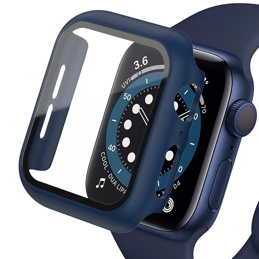 Tempered Glass+cover For Apple Watch Accessories 45mm 41mm 44mm 40mm 42mm Screen Protector Apple watch Case serie 9 4 5 6 SE 7 8