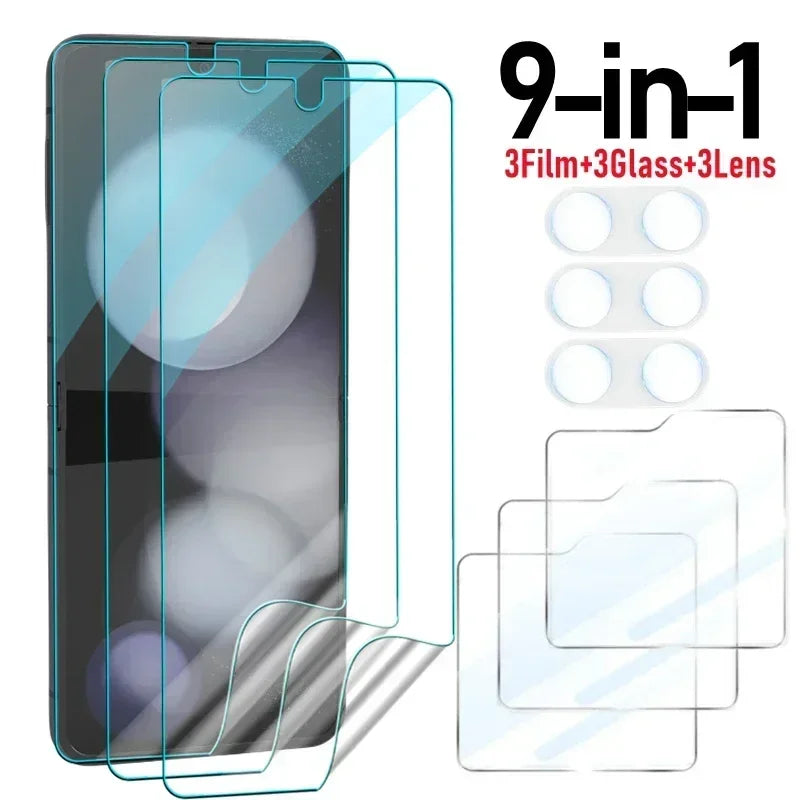 Flip 7 Full Coverage Inner Hydrogel Film for Samsung Galaxy Z Flip 7 Flip 6 5 Tempered Glass Screen Protectors Camera Lens Films