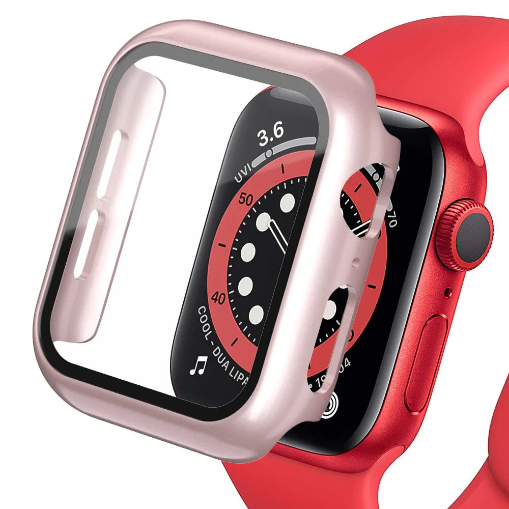 Tempered Glass+cover For Apple Watch Accessories 45mm 41mm 44mm 40mm 42mm Screen Protector Apple watch Case serie 9 4 5 6 SE 7 8